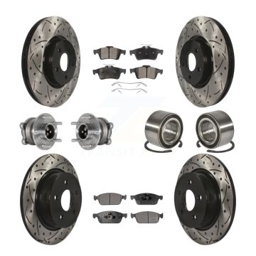 Front Rear Hub Bearing Coated Brake Rotor & Pads Kit (10Pc) For Ford Escape FWD with 2.0L KBB-124387