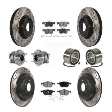 Front Rear Hub Bearing Coat Brake Rotor Pad Kit (10Pc) For Ford Escape FWD with 2.5L/1.5L KBB-124393