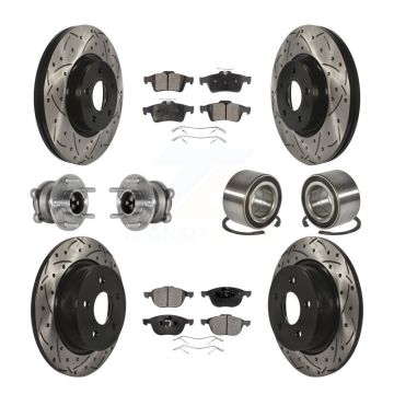 Front Rear Hub Bearing Coated Disc Brake Rotors And Pads Kit (10Pc) For Ford Escape C-Max KBB-124482