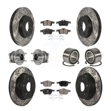 Front Rear Hub Bearing Coat Brake Rotor Pad Kit (10Pc) For Ford C-Max With Parking Assist KBB-124483