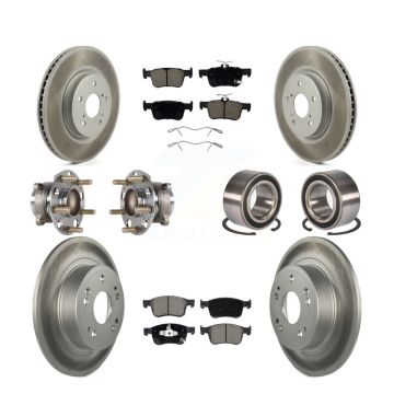Front Rear Wheel Hub Bearing Coated Disc Brake Rotor And Pads Kit (10Pc) For Honda Accord KBB-124533