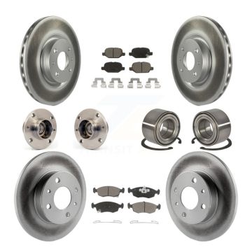 Front Rear Hub Bearings Coated Disc Brake Rotors And Ceramic Pads Kit (10Pc) For Fiat 500 KBB-124544