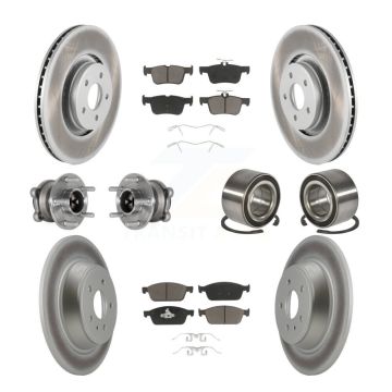 Front Rear Hub Bearing Coated Disc Brake Rotor And Ceramic Pad Kit (10Pc) For Lincoln MKC KBB-124554