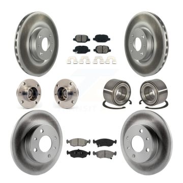 Front Rear Hub Bearing Assembly Coated Disc Brake Rotors And Pads Kit (10Pc) For Fiat 500 KBB-124749