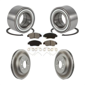 Front Wheel Bearing Coat Brake Rotor Pads Kit For 2004-2005 Honda Civic With 4 Lug Wheels KBB-124802