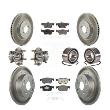 Front Rear Wheel Hub Bearing Coated Disc Brake Rotor And Pads Kit (10Pc) For Honda Accord KBB-124850