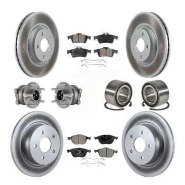 Front Rear Hub Bearing Coated Disc Brake Rotors And Pads Kit (10Pc) For Ford Escape C-Max KBB-124860