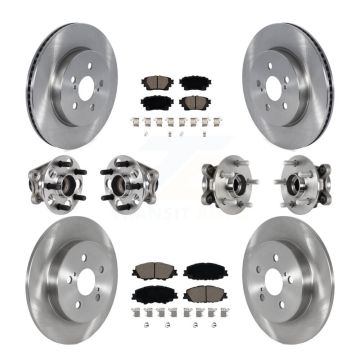 Front Rear Hub Bearings Disc Brake Rotors And Ceramic Pads Kit (10Pc) For Toyota Corolla KBB-125100