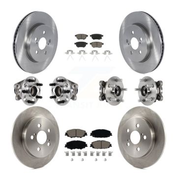 Front Rear Hub Bearing Disc Brake Rotor & Pad Kit (10Pc) For 2020-2022 Toyota Prius Prime KBB-125101