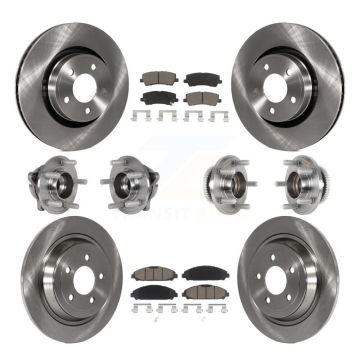 Front Rear Hub Bearing Disc Brake Rotor And Pads Kit (10Pc) For Ford Mustang V6 with 3.7L KBB-125108