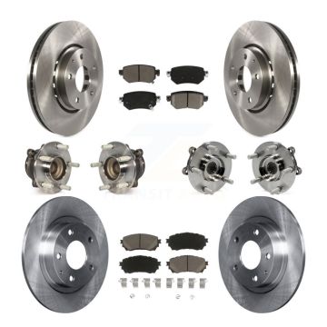 Front Rear Hub Bearing Brake Rotor & Pad Kit (10Pc) For 19-21 Mazda 6 Naturally Aspirated KBB-125113