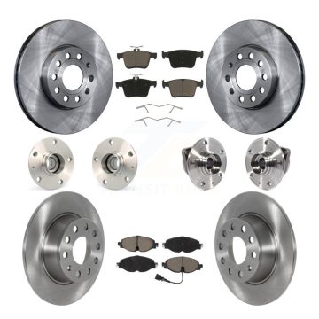 Front Rear Hub Bearing Brake Rotor And Pad Kit (10Pc) For 2019-2021 Volkswagen Jetta 1.4L KBB-125121