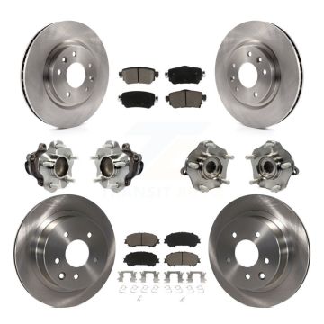 Front Rear Hub Bearing Brake Rotor Pads Kit (10Pc) For 2019 Nissan Rogue Sport S with FWD KBB-125128