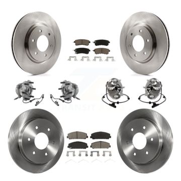 Front Rear Hub Bearing Brake Rotor Pads Kit (10Pc) For Nissan Armada AWD With Solid KBB-125131