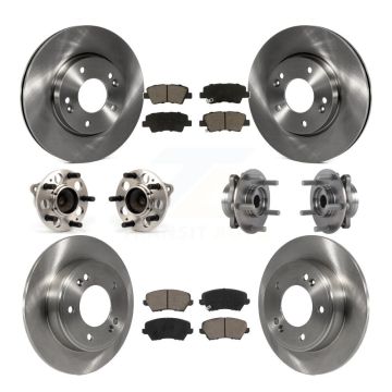 Front Rear Hub Bearings Disc Brake Rotors And Pads Kit (10Pc) For 2017 Hyundai Elantra GT KBB-125139
