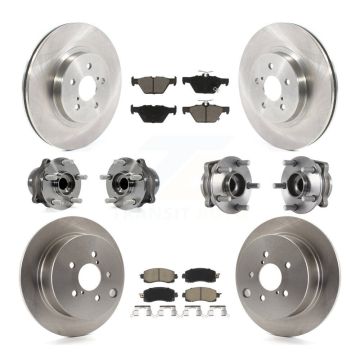 Front Rear Hub Bearing Brake Rotor & Pads Kit (10Pc) For 2020 Subaru Crosstrek GAS engine KBB-125172