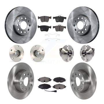 Front Rear Hub Bearing Brake Rotor And Pad Kit (10Pc) For 2019-2021 Volkswagen Jetta 1.4L KBB-125188