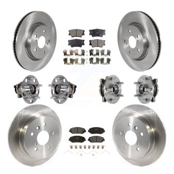 Front Rear Hub Bearing Disc Brake Rotor And Semi-Metallic Pad Kit (10Pc) For Toyota Camry KBB-125189