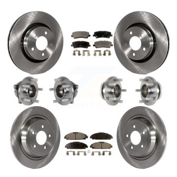 Front Rear Hub Bearing Disc Brake Rotor And Pads Kit (10Pc) For Ford Mustang V6 with 3.7L KBB-125194