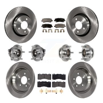 Front Rear Hub Bearing Brake Rotor Pads Kit (10Pc) For 15 Ford Mustang With Brembo Brakes KBB-125196