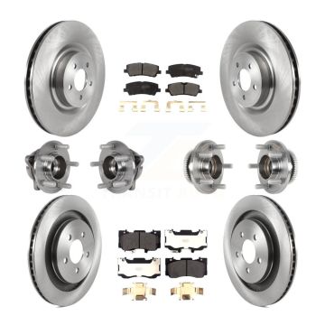 Front Rear Hub Bearing Brake Rotor Pads Kit (10Pc) For Ford Mustang Without Brembo Brakes KBB-125198