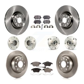 Front Rear Hub Bearings Assembly Disc Brake Rotors And Pads Kit (10Pc) For Volkswagen CC KBB-125201
