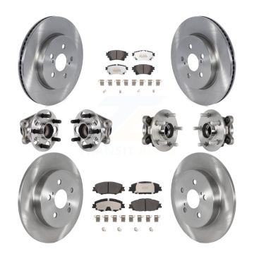 Front Rear Hub Bearings Assembly Disc Brake Rotors And Pads Kit (10Pc) For Toyota Corolla KBB-125209