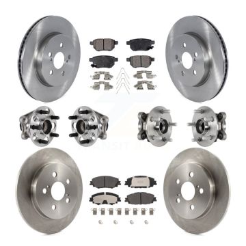 Front Rear Hub Bearing Disc Brake Rotor & Pad Kit (10Pc) For 2020-2022 Toyota Prius Prime KBB-125210