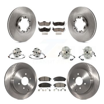 Front Rear Hub Bearing Brake Rotor & Pad Kit (10Pc) For 2004 Nissan Pathfinder From 08 04 KBB-125244