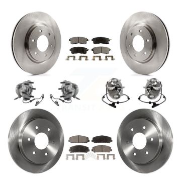 Front Rear Hub Bearing Brake Rotor Pads Kit (10Pc) For Nissan Armada AWD With Solid KBB-125259