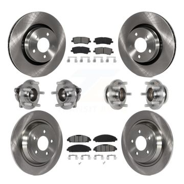 Front Rear Hub Bearing Disc Brake Rotor And Pads Kit (10Pc) For Ford Mustang V6 with 3.7L KBB-125284