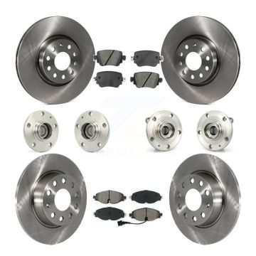 Front Rear Hub Bearing Assembly Disc Brake Rotor And Pad Kit (10Pc) For Volkswagen Passat KBB-125287
