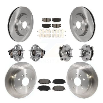 Front Rear Hub Bearing Disc Brake Rotor And Semi-Metallic Pad Kit (10Pc) For Toyota Camry KBB-125291