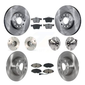 Front Rear Hub Bearing Brake Rotor And Pad Kit (10Pc) For 2019-2021 Volkswagen Jetta 1.4L KBB-125295