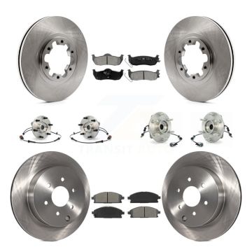 Front Rear Hub Bearing Brake Rotor & Pad Kit (10Pc) For 2004 Nissan Pathfinder From 08 04 KBB-125299