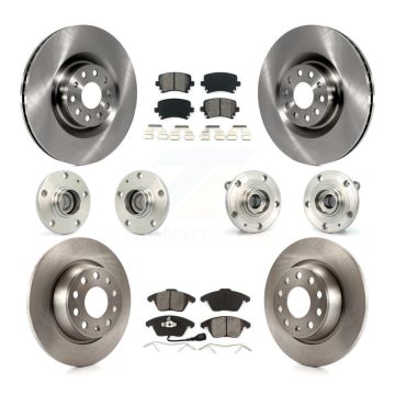 Front Rear Hub Bearings Assembly Disc Brake Rotors And Pads Kit (10Pc) For Volkswagen CC KBB-125314