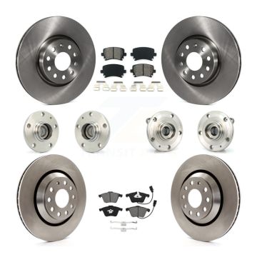 Front Rear Hub Bearings Assembly Disc Brake Rotors And Pads Kit (10Pc) For Volkswagen CC KBB-125317