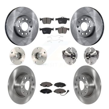 Front Rear Hub Bearing Brake Rotor And Pad Kit (10Pc) For 2019-2021 Volkswagen Jetta 1.4L KBB-125337