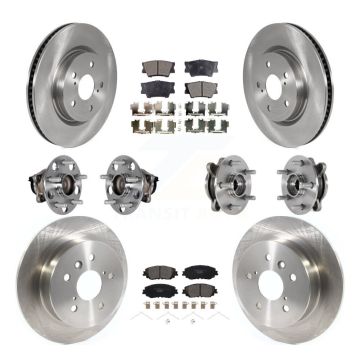 Front Rear Hub Bearings Disc Brake Rotors And Ceramic Pads Kit (10Pc) For Toyota Camry KBB-125339