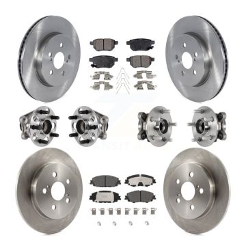Front Rear Hub Bearing Disc Brake Rotor & Pad Kit (10Pc) For 2020-2022 Toyota Prius Prime KBB-125349