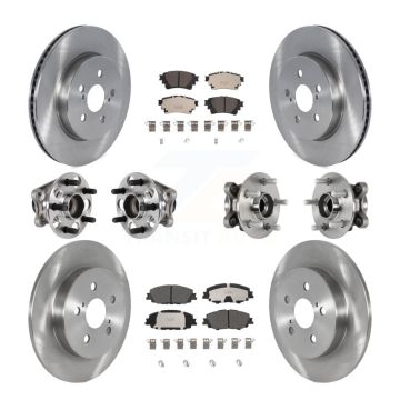 Front Rear Hub Bearings Disc Brake Rotors And Ceramic Pads Kit (10Pc) For Toyota Corolla KBB-125350