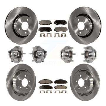 Front Rear Hub Bearing Disc Brake Rotor And Pads Kit (10Pc) For Ford Mustang V6 with 3.7L KBB-125369