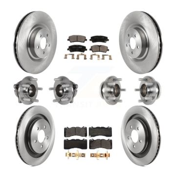 Front Rear Hub Bearing Brake Rotor And Pad Kit (10Pc) For Ford Mustang With Brembo Brakes KBB-125370