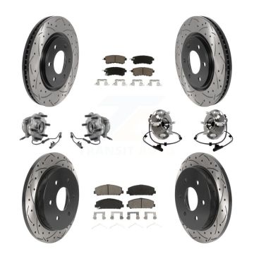 Front Rear Hub Bearing Coat Brake Rotor Pad Kit (10Pc) For Nissan Armada With Solid KBB-125447