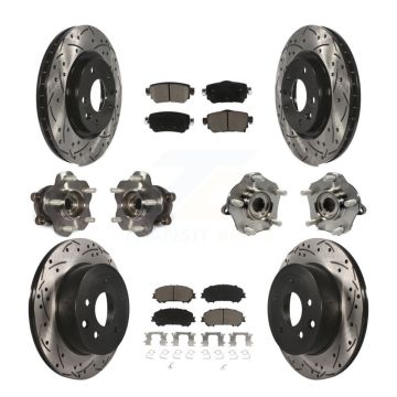 Front Rear Hub Bearing Coat Brake Rotor Pads Kit (10Pc) For Nissan Rogue Sport S with AWD KBB-125454