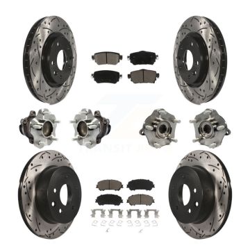 Front Rear Hub Bearing Coat Brake Rotor Pads Kit (10Pc) For Nissan Rogue Sport S with FWD KBB-125456