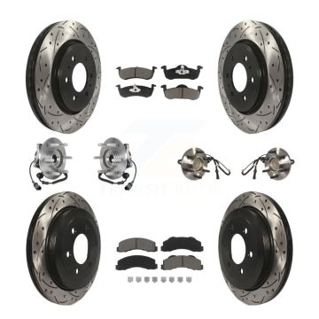 Front Rear Hub Bearing Coated Brake Rotor Pads Kit (10Pc) For Ford Expedition Lincoln RWD KBB-125464