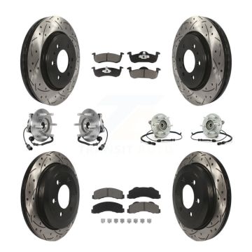 Front Rear Hub Bearing Coated Brake Rotor Pads Kit (10Pc) For Ford Expedition Lincoln 4WD KBB-125465