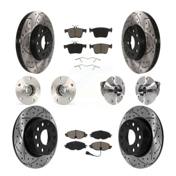 Front Rear Hub Bearing Coated Brake Rotor Pads Kit (10Pc) For 19-21 Volkswagen Jetta 1.4L KBB-125469