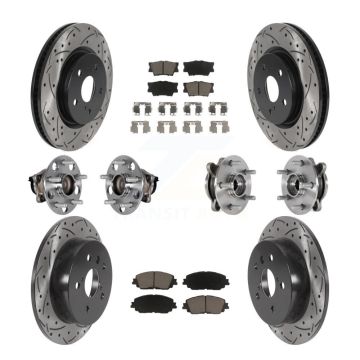 Front Rear Hub Bearings Coated Disc Brake Rotors And Pads Kit (10Pc) For Toyota Camry KBB-125473